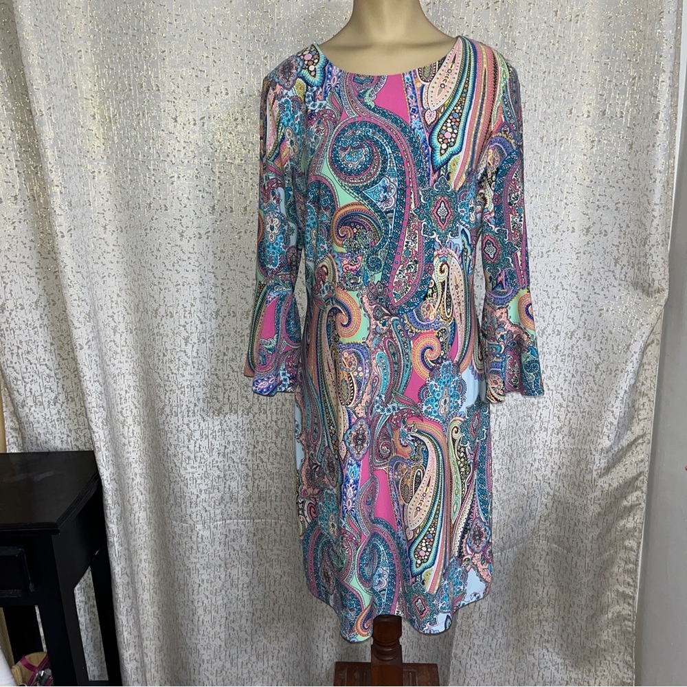 Tommy Hilfiger Blue Pink Paisley Shift Dress - Size 8